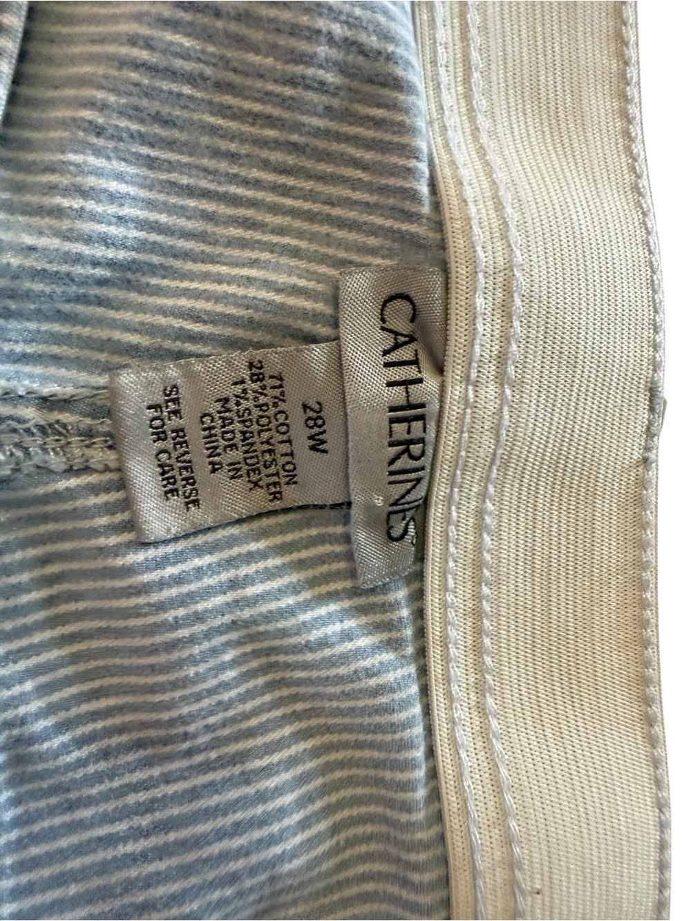 Catherines 28W Blue White Striped Wide Leg Pull On Pants - Picture 4 of 7